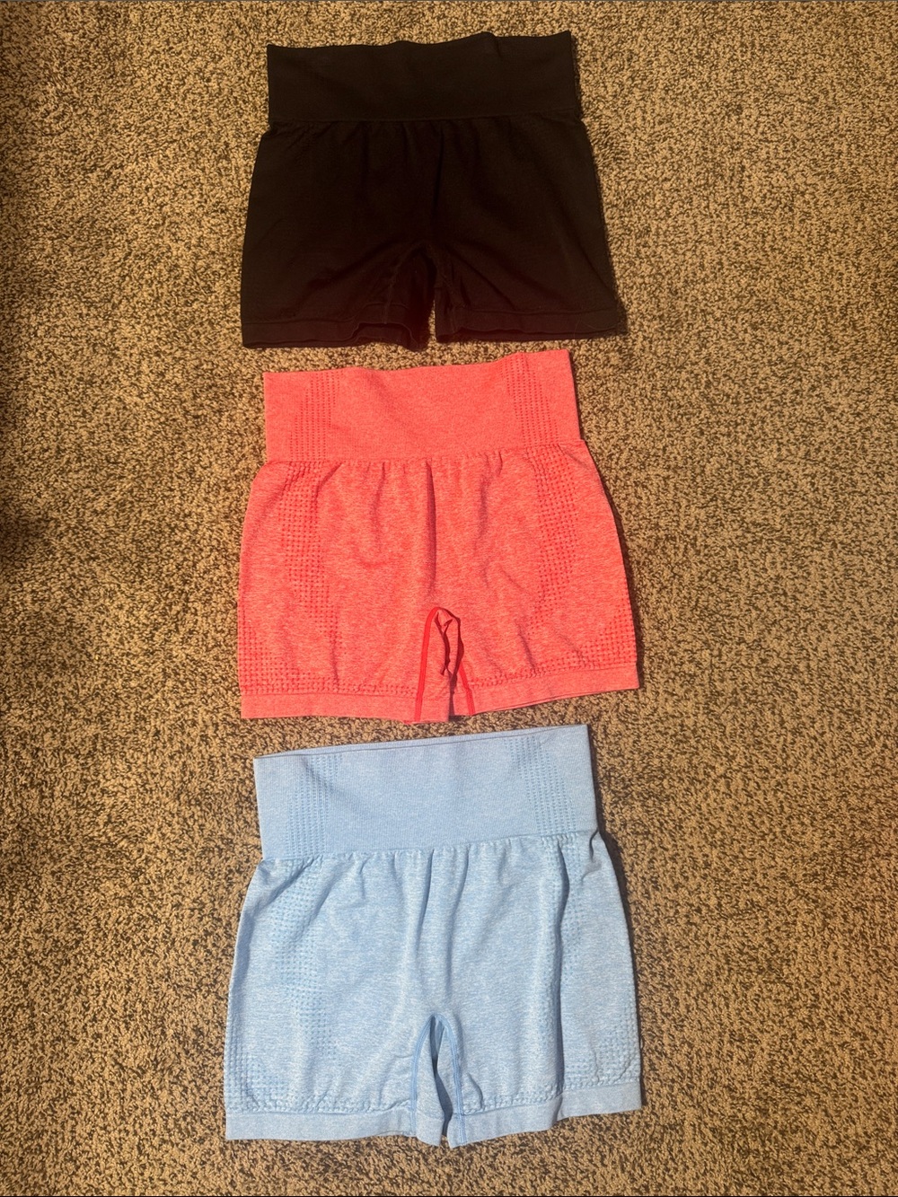 SHEIN Women's High-Waist Seamless Bike Shorts - Black, Coral, Light Blue